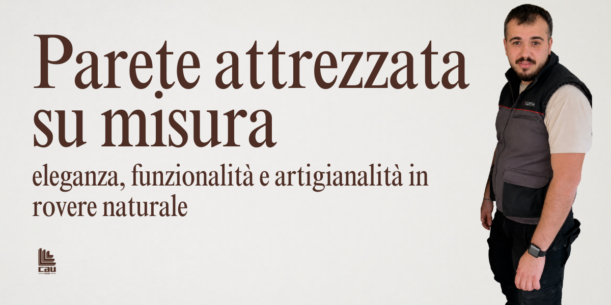 Parete attrezzata su misura: eleganza, funzionalità e artigianalità in rovere naturale